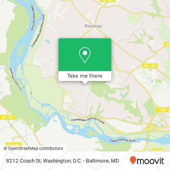 Mapa de 8212 Coach St, Potomac, MD 20854