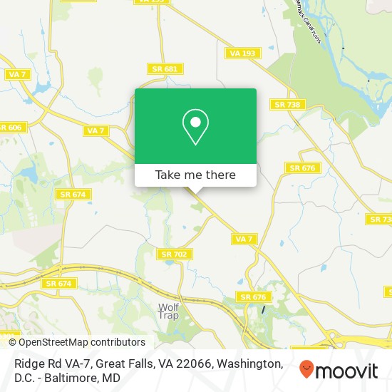 Mapa de Ridge Rd VA-7, Great Falls, VA 22066