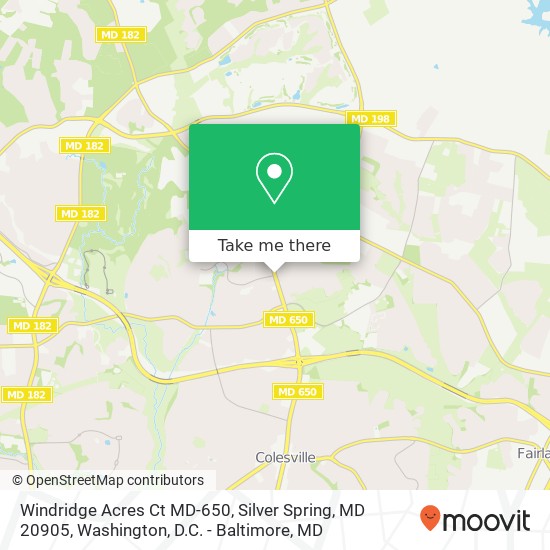 Mapa de Windridge Acres Ct MD-650, Silver Spring, MD 20905