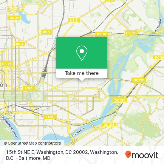 Mapa de 15th St NE E, Washington, DC 20002
