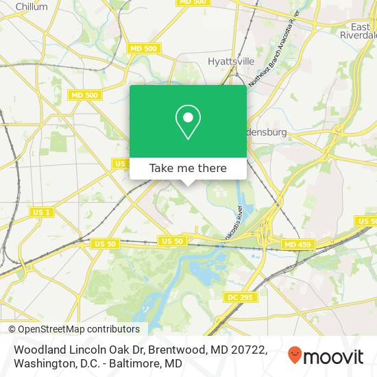 Mapa de Woodland Lincoln Oak Dr, Brentwood, MD 20722