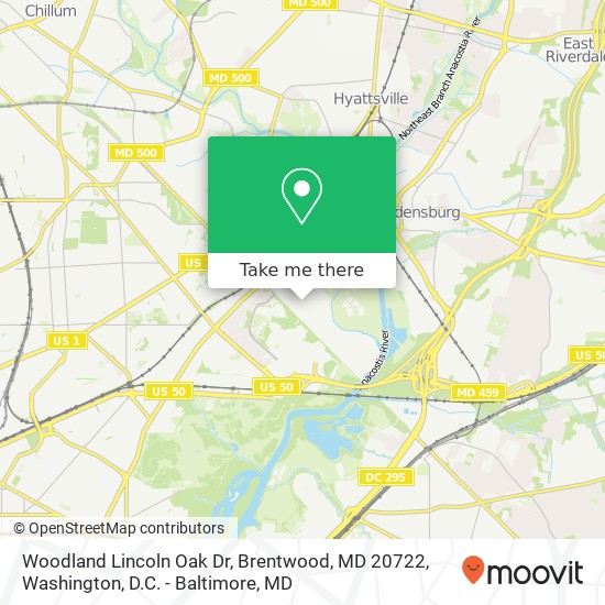 Woodland Lincoln Oak Dr, Brentwood, MD 20722 map