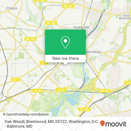 Mapa de Oak Woodl, Brentwood, MD 20722