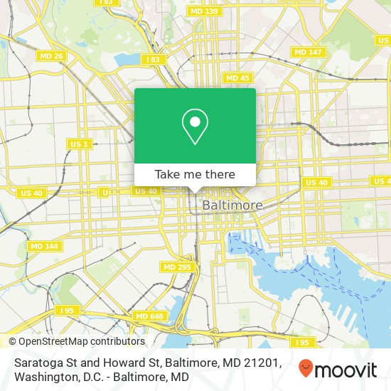 Saratoga St and Howard St, Baltimore, MD 21201 map