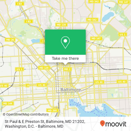 St Paul & E Preston St, Baltimore, MD 21202 map