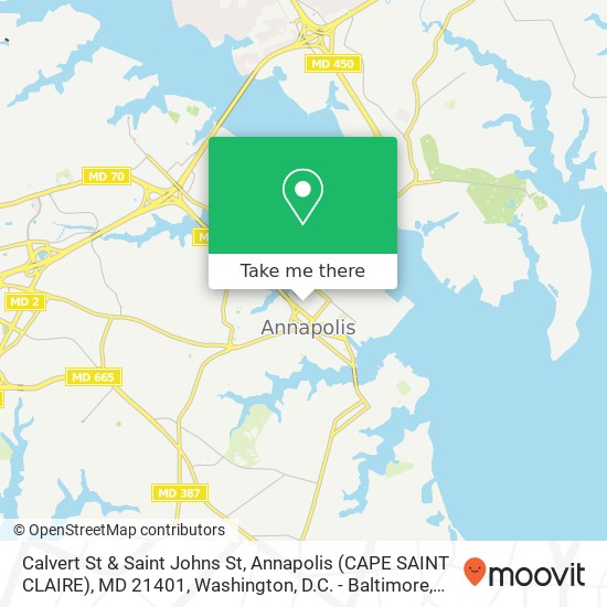 Calvert St & Saint Johns St, Annapolis (CAPE SAINT CLAIRE), MD 21401 map