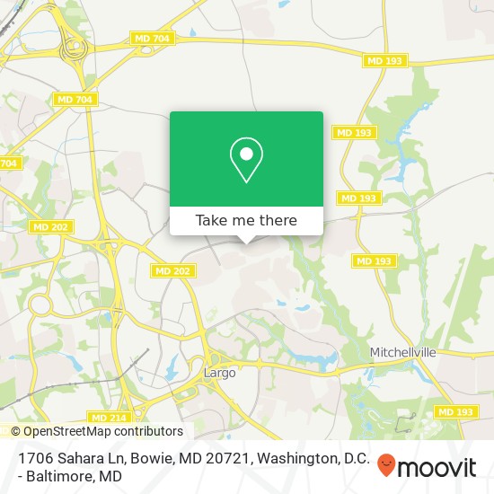 Mapa de 1706 Sahara Ln, Bowie, MD 20721