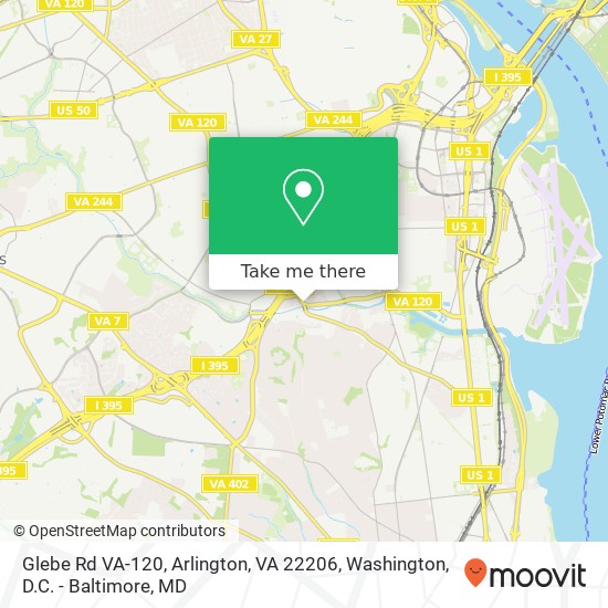 Mapa de Glebe Rd VA-120, Arlington, VA 22206