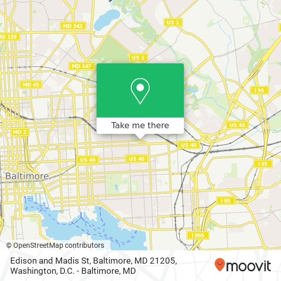 Mapa de Edison and Madis St, Baltimore, MD 21205