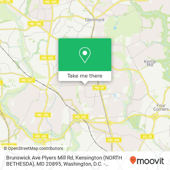 Mapa de Brunswick Ave Plyers Mill Rd, Kensington (NORTH BETHESDA), MD 20895