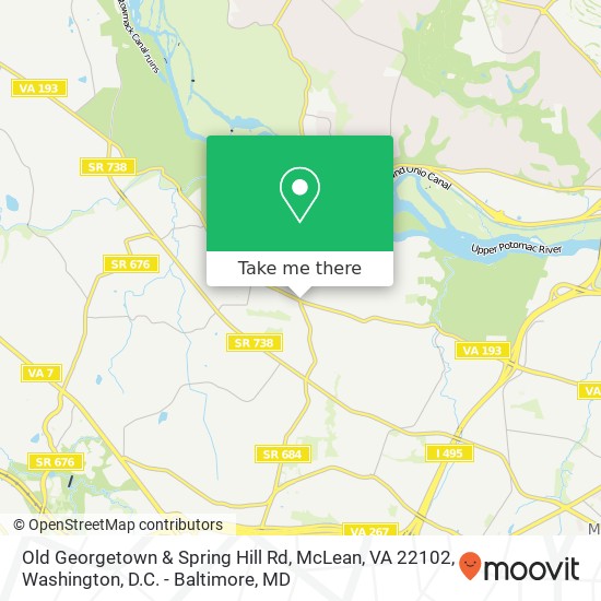 Mapa de Old Georgetown & Spring Hill Rd, McLean, VA 22102