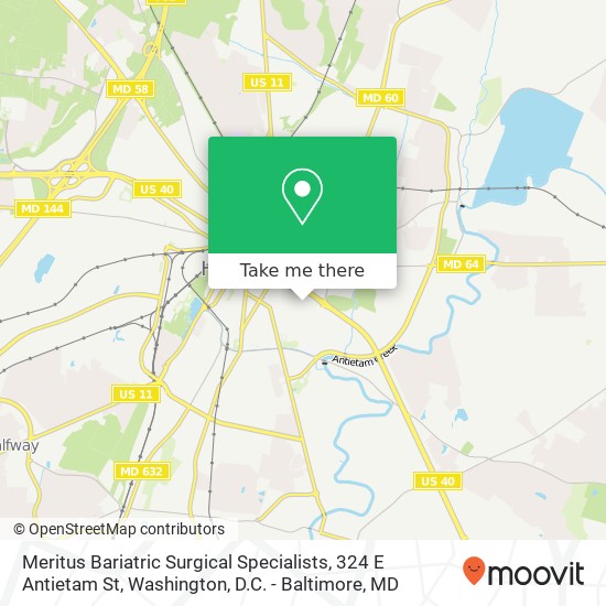 Meritus Bariatric Surgical Specialists, 324 E Antietam St map