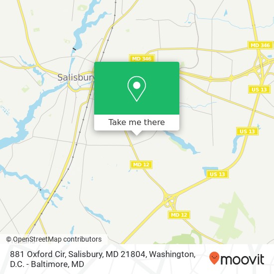 Mapa de 881 Oxford Cir, Salisbury, MD 21804