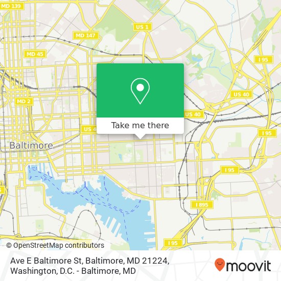 Mapa de Ave E Baltimore St, Baltimore, MD 21224