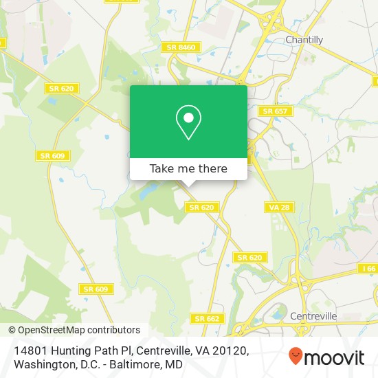 Mapa de 14801 Hunting Path Pl, Centreville, VA 20120