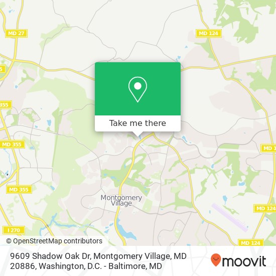 Mapa de 9609 Shadow Oak Dr, Montgomery Village, MD 20886