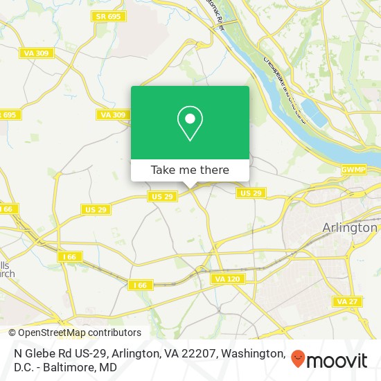 Mapa de N Glebe Rd US-29, Arlington, VA 22207