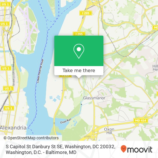 Mapa de S Capitol St Danbury St SE, Washington, DC 20032