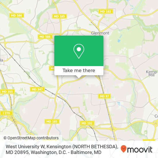 Mapa de West University W, Kensington (NORTH BETHESDA), MD 20895