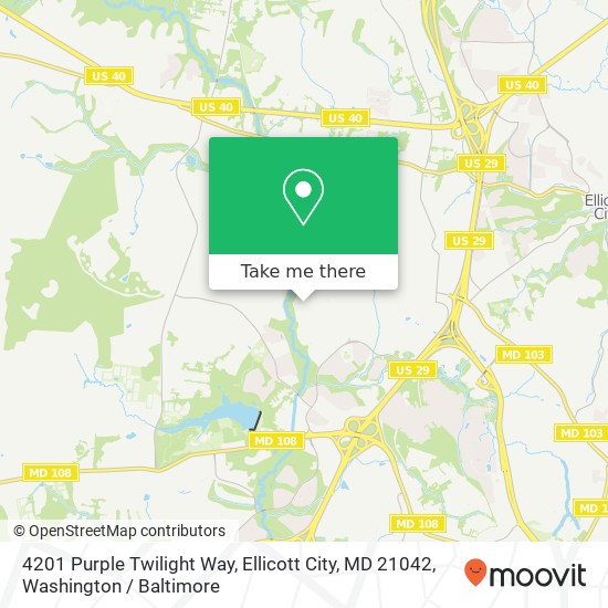 Mapa de 4201 Purple Twilight Way, Ellicott City, MD 21042