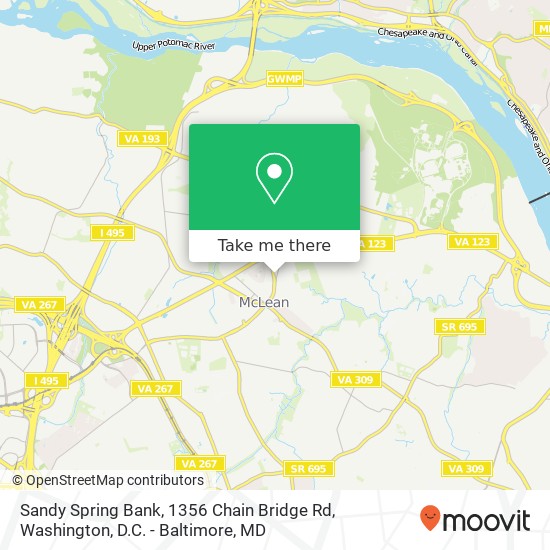 Sandy Spring Bank, 1356 Chain Bridge Rd map