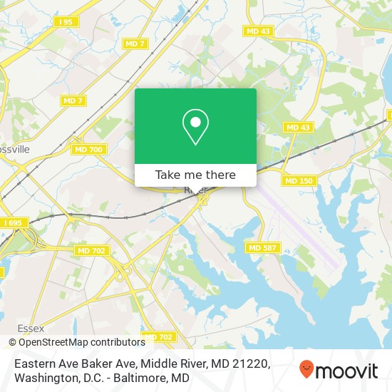 Mapa de Eastern Ave Baker Ave, Middle River, MD 21220