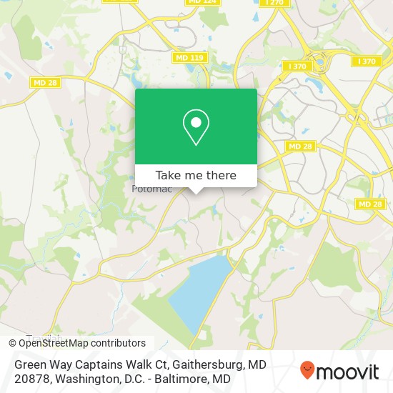 Mapa de Green Way Captains Walk Ct, Gaithersburg, MD 20878