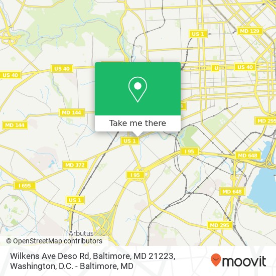 Mapa de Wilkens Ave Deso Rd, Baltimore, MD 21223
