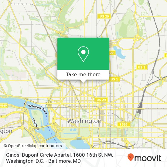 Mapa de Ginosi Dupont Circle Apartel, 1600 16th St NW
