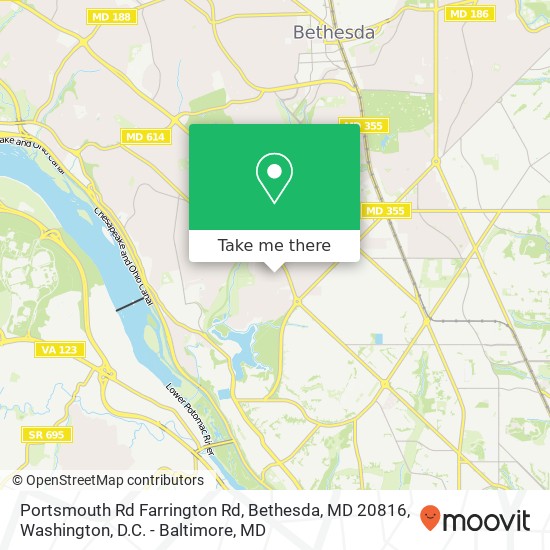 Mapa de Portsmouth Rd Farrington Rd, Bethesda, MD 20816
