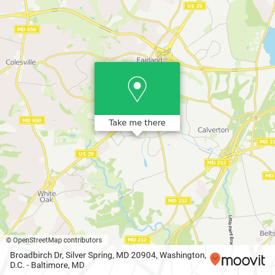 Mapa de Broadbirch Dr, Silver Spring, MD 20904