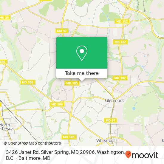 Mapa de 3426 Janet Rd, Silver Spring, MD 20906