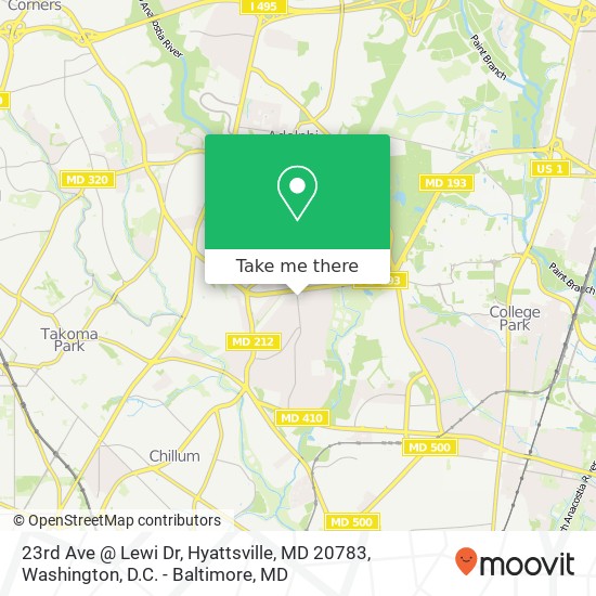 23rd Ave @ Lewi Dr, Hyattsville, MD 20783 map