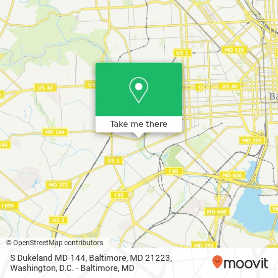 Mapa de S Dukeland MD-144, Baltimore, MD 21223