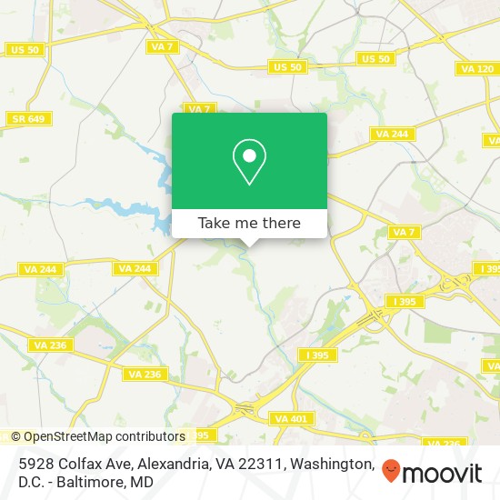 Mapa de 5928 Colfax Ave, Alexandria, VA 22311