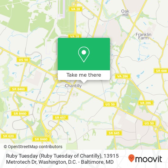 Ruby Tuesday (Ruby Tuesday of Chantilly), 13915 Metrotech Dr map