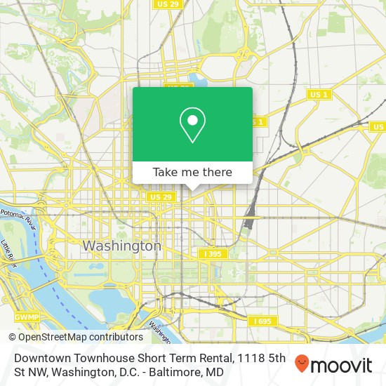 Mapa de Downtown Townhouse Short Term Rental, 1118 5th St NW