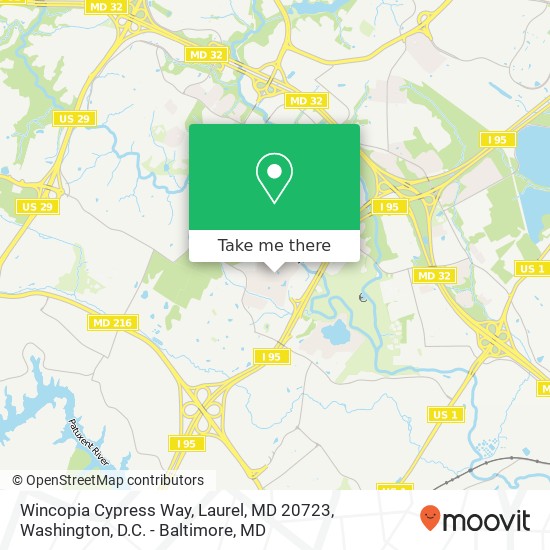 Mapa de Wincopia Cypress Way, Laurel, MD 20723