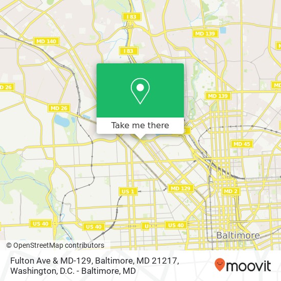 Mapa de Fulton Ave & MD-129, Baltimore, MD 21217