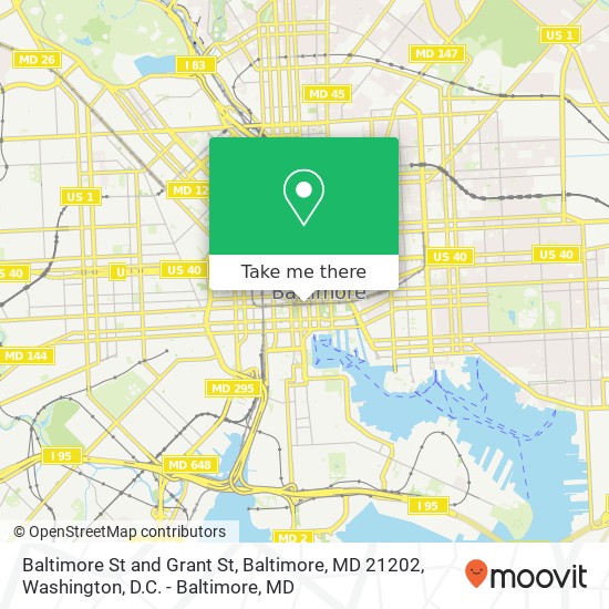 Baltimore St and Grant St, Baltimore, MD 21202 map