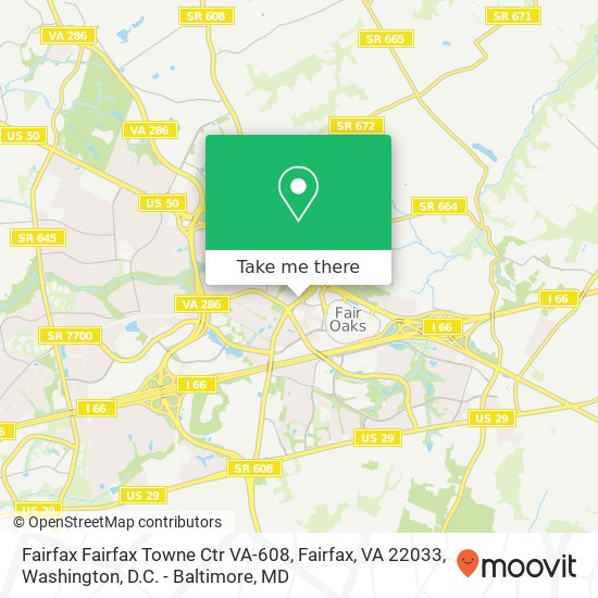 Fairfax Fairfax Towne Ctr VA-608, Fairfax, VA 22033 map