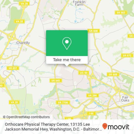 Orthocare Physical Therapy Center, 13135 Lee Jackson Memorial Hwy map