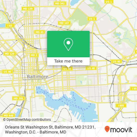 Mapa de Orleans St Washington St, Baltimore, MD 21231