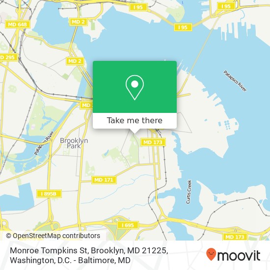 Mapa de Monroe Tompkins St, Brooklyn, MD 21225