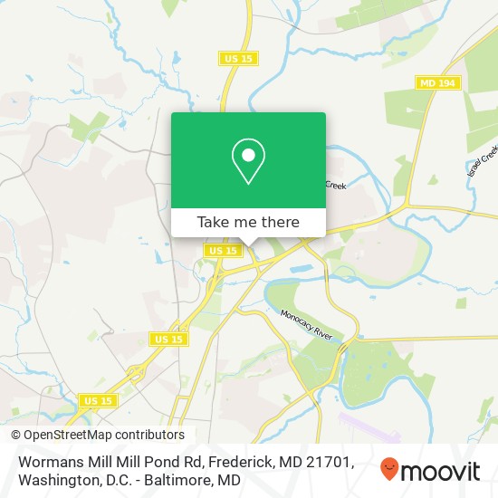 Wormans Mill Mill Pond Rd, Frederick, MD 21701 map