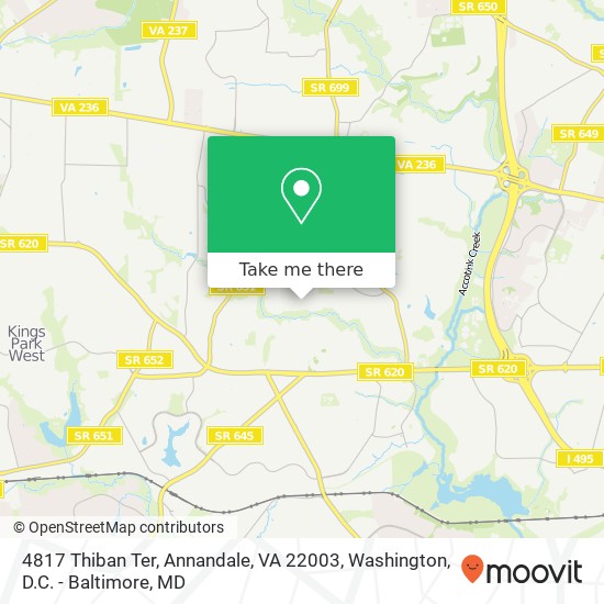 Mapa de 4817 Thiban Ter, Annandale, VA 22003
