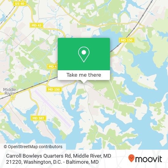 Mapa de Carroll Bowleys Quarters Rd, Middle River, MD 21220