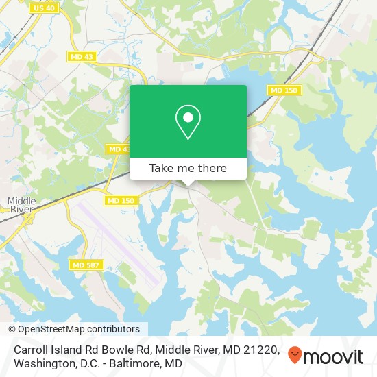 Mapa de Carroll Island Rd Bowle Rd, Middle River, MD 21220