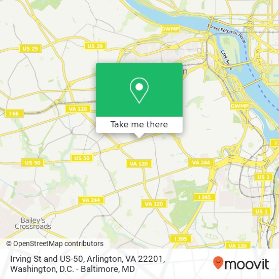 Irving St and US-50, Arlington, VA 22201 map