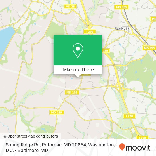 Mapa de Spring Ridge Rd, Potomac, MD 20854
